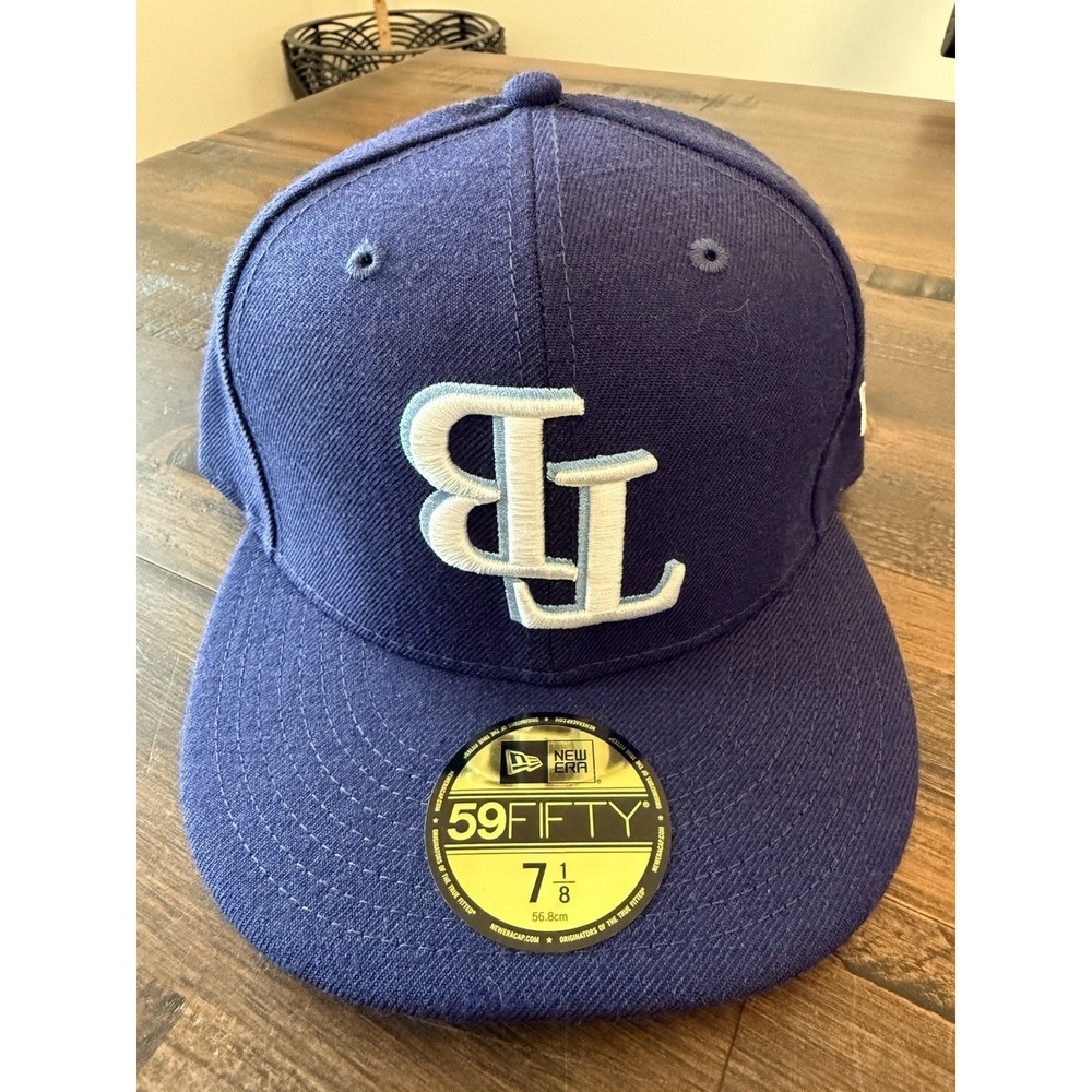 New Era Tampa Bay Rays MLB Fitted Cap Hat Sz 7 1/8 Dark Blue Upside Down TB NWT